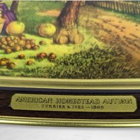 Set of 4 Currier and Ives American Homestead 4 Seasons Tin Trays