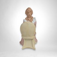 Vintage Homco Lady in Pink Dress Sitting Figurine 1439