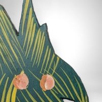 Pair of Artisan Handmade Painted Pictures Featuring Palm Trees from Haiti