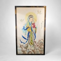 Sacred Beauty: Vintage Framed Chinese Our Lady of China and Madonna on Silk