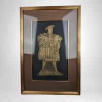 Regal Elegance: Vintage Framed Brass Rubbing of Henry VII