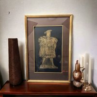 Regal Elegance: Vintage Framed Brass Rubbing of Henry VII