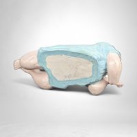 Vintage Ceramic Blue Laying Down Baby Figurine
