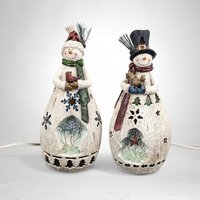 Whimsical Snowman Nightlight Lamps - Set of 2: Add a Cozy Glow to Your Winter Decor!