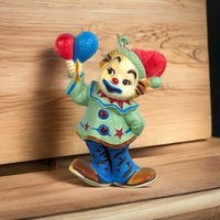 Vintage Cute Clown Ceramic Ornament: Whimsical Collectible