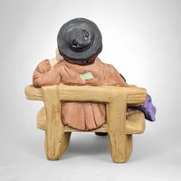 Pair of Vintage Emmett Kelly Jr. Hobo Clown on Bench Figurines - Whimsical Collectibles