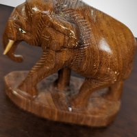 Exquisite Vintage Wood Carved Elephant Figurine