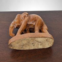 Exquisite Vintage Wood Carved Elephant Figurine