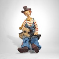 Vintage Clown and His Loyal Dog Small Shelf Sitter Decor