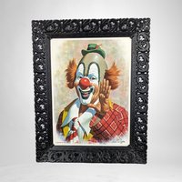 Vintage Art Sarnoff Framed Clown Print: Timeless Circus Elegance