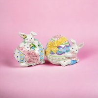 Vintage Easter Bunny Egg Salt and Pepper Shakers