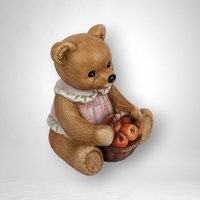Homco Bear with Apples Ceramic Figurine 1405