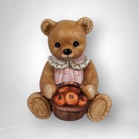 Homco Bear with Apples Ceramic Figurine 1405