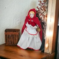 Vintage Porcelain Little Red Riding Hood 9" Doll