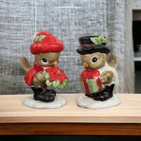 Vintage Christmas Ceramic Bird Figurines: Holiday Delight for Collectors