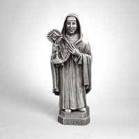 Vintage Saint Clare Pewter Figurine with Inspirational Prayer