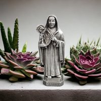 Vintage Saint Clare Pewter Figurine with Inspirational Prayer