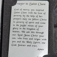 Vintage Saint Clare Pewter Figurine with Inspirational Prayer