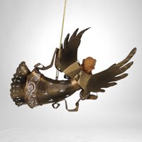 Elegant Vintage Gold Resin and Metal Angel Christmas Ornament - Timeless Holiday Decor