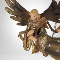 Elegant Vintage Gold Resin and Metal Angel Christmas Ornament - Timeless Holiday Decor
