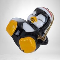 Vintage Set of 4 Playful Penguins Ceramic Christmas Tree Ornaments - Charming Holiday Decorations