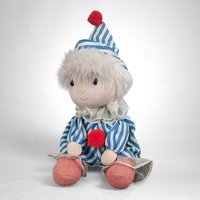 Vintage Plush Clown Music Box with Moving Ceramic Head: Whimsical Melodies