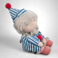 Vintage Plush Clown Music Box with Moving Ceramic Head: Whimsical Melodies