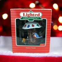 1988 Hallmark Festive Feeder Light Up Ornament - A Vintage Holiday Glow