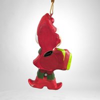 Charming Vintage Ceramic Elf with Present Christmas Ornament