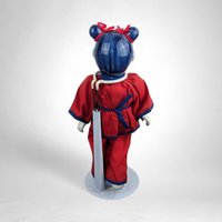 Vintage Asian Decor Blue and White Porcelain Girl Doll