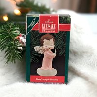 1990 Hallmark Mary's Angels Rosebud Ornament - Vintage Christmas Collectible