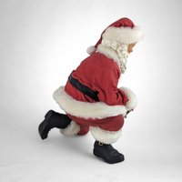 Vintage Fabriche Santa Kneeling Holding Toy Train Figure – Timeless Holiday Delight