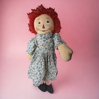 Vintage 21" Raggedy Ann Doll in Floral Dress - Classic Collectible Toy