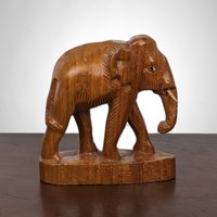 Exquisite Vintage Wood Carved Elephant Figurine