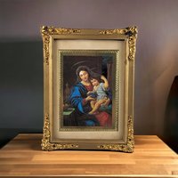 Vintage Madonna of the Grapes 8 x 6" Foil Print in Frame