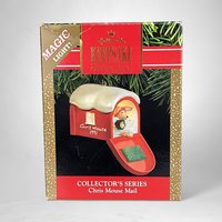 1991 Hallmark Keepsake Chris Mouse Mail Lighting Ornament - Vintage Holiday Collectible