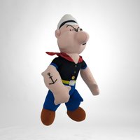 Vintage Popeye Plush Doll - Nostalgic Collectible, Missing 2 Felt Buttons