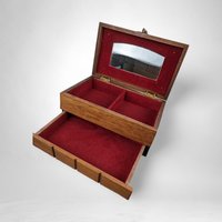 Vintage Mid-Century Modern (MCM) Wooden Jewelry/Treasure Box - Retro Storage