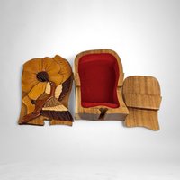 Handcrafted Hummingbird Wooden Puzzle Box, Missing a Piece