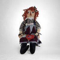 Handcrafted Vintage 23" Raggedy Ann with Heart and American Flag - Patriotic Charm