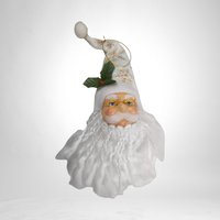 Timeless Elegance: Vintage Santa Face with Puffy Beard Ornament for Classic Holiday Charm