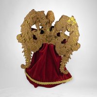 Heirloom Elegance: Vintage Angel Tree Topper in Red Dress