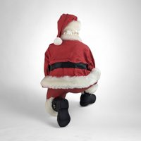 Vintage Fabriche Santa Kneeling Holding Toy Train Figure – Timeless Holiday Delight