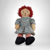 Vintage 21" Raggedy Ann Doll in Floral Dress - Classic Collectible Toy