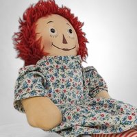 Vintage 21" Raggedy Ann Doll in Floral Dress - Classic Collectible Toy