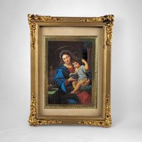 Vintage Madonna of the Grapes 8 x 6" Foil Print in Frame