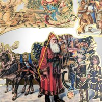 Set of 8 1986 Cardboard Vintage Christmas Ornaments