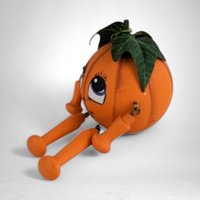 Vintage Handpainted Wooden Halloween Pumpkin Figurine