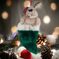 Vintage Plush Beggin' Strips Dog Stocking - Retro Canine Holiday