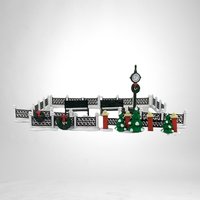 Dept. 56 Snow Village Town Clock, Benches, and Fences: Miniature Village Accessories